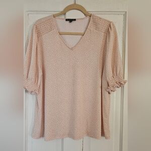 Adrianna Papell Blush Pink Blouse with Smocked Accents